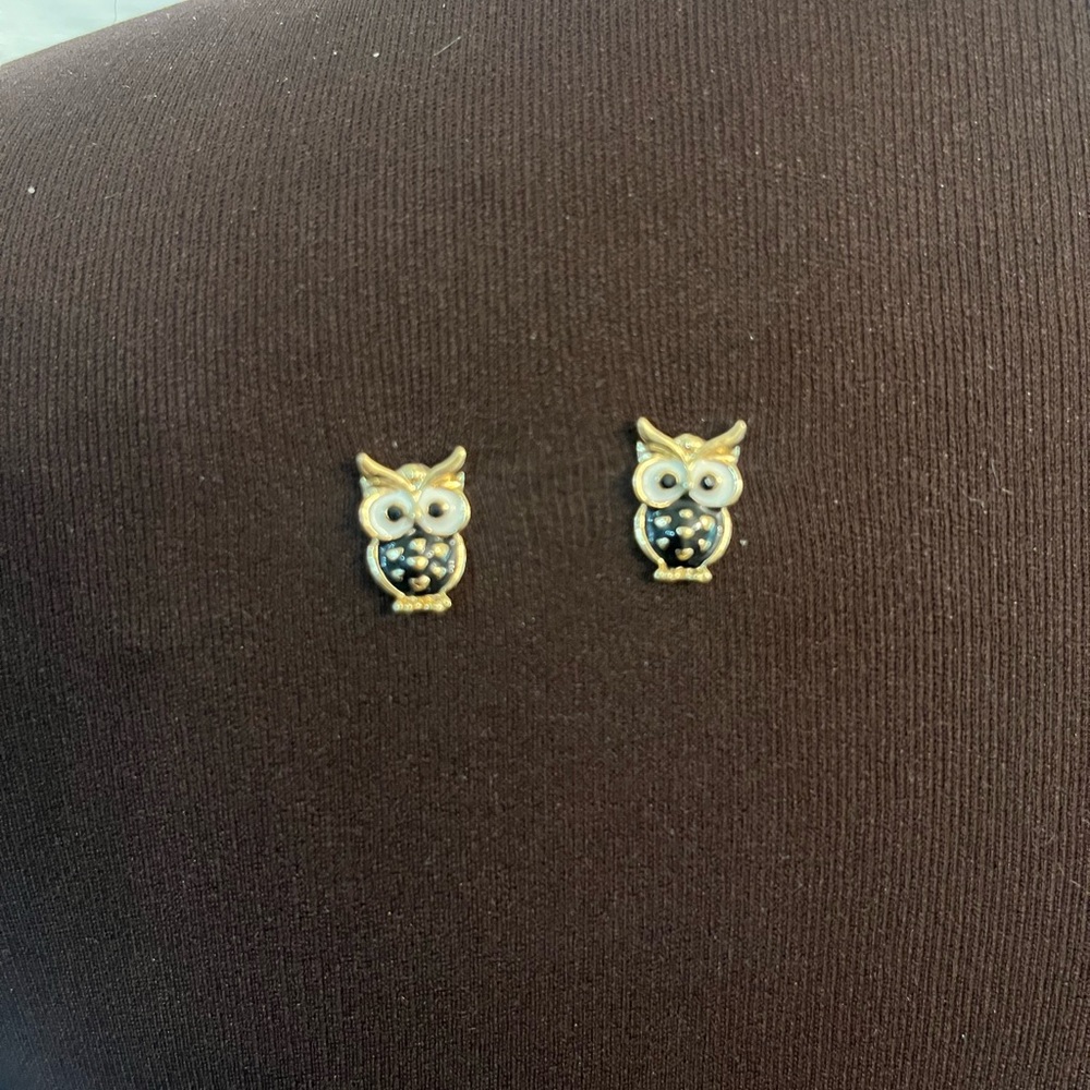 Gold and Black Owl Earrings